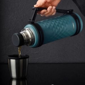 Tupperware Thermal Metallic Large Jug Flask Faceted Blue Black Camping Beverages
